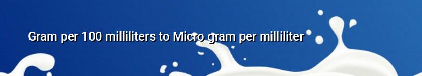 gram per 100 milliliters to micro gram per milliliter