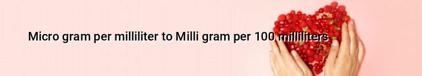 micro gram per milliliter to milli gram per 100 milliliters