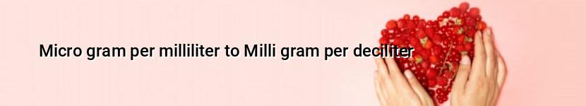 micro gram per milliliter to milli gram per deciliter