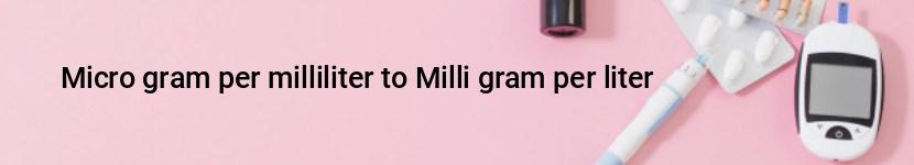 micro gram per milliliter to milli gram per liter